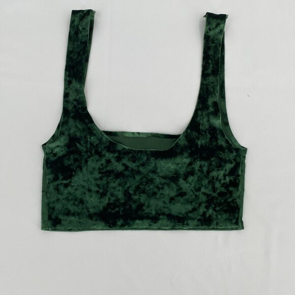 Womens Green Velvet Sleeveless Cropped Casual Tank Top Size Small - Picture 1 of 7